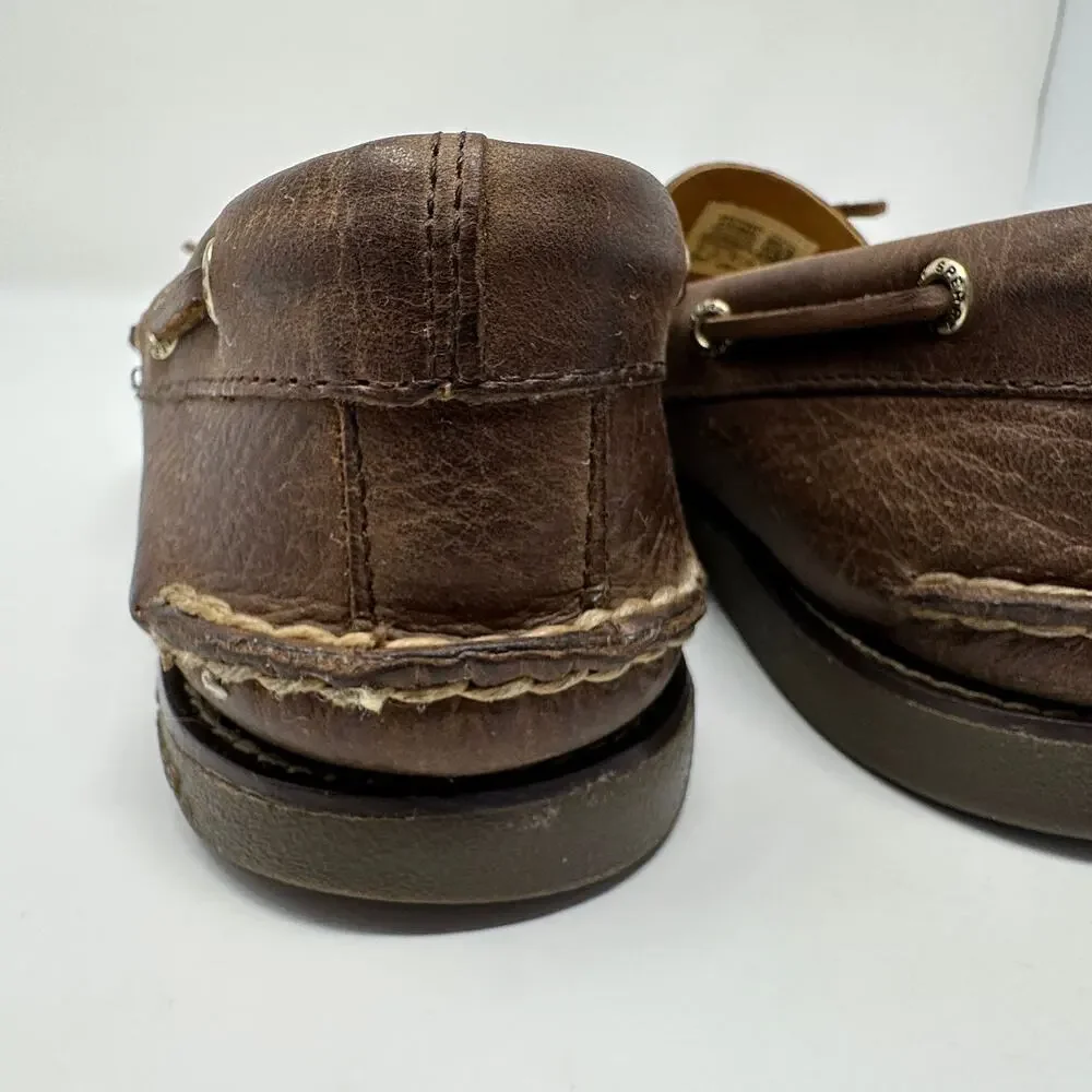 Sperry Gold Cup Leather 2-Eye Boat Shoes Mens 10 Brown Deck Casual Loafers Moc